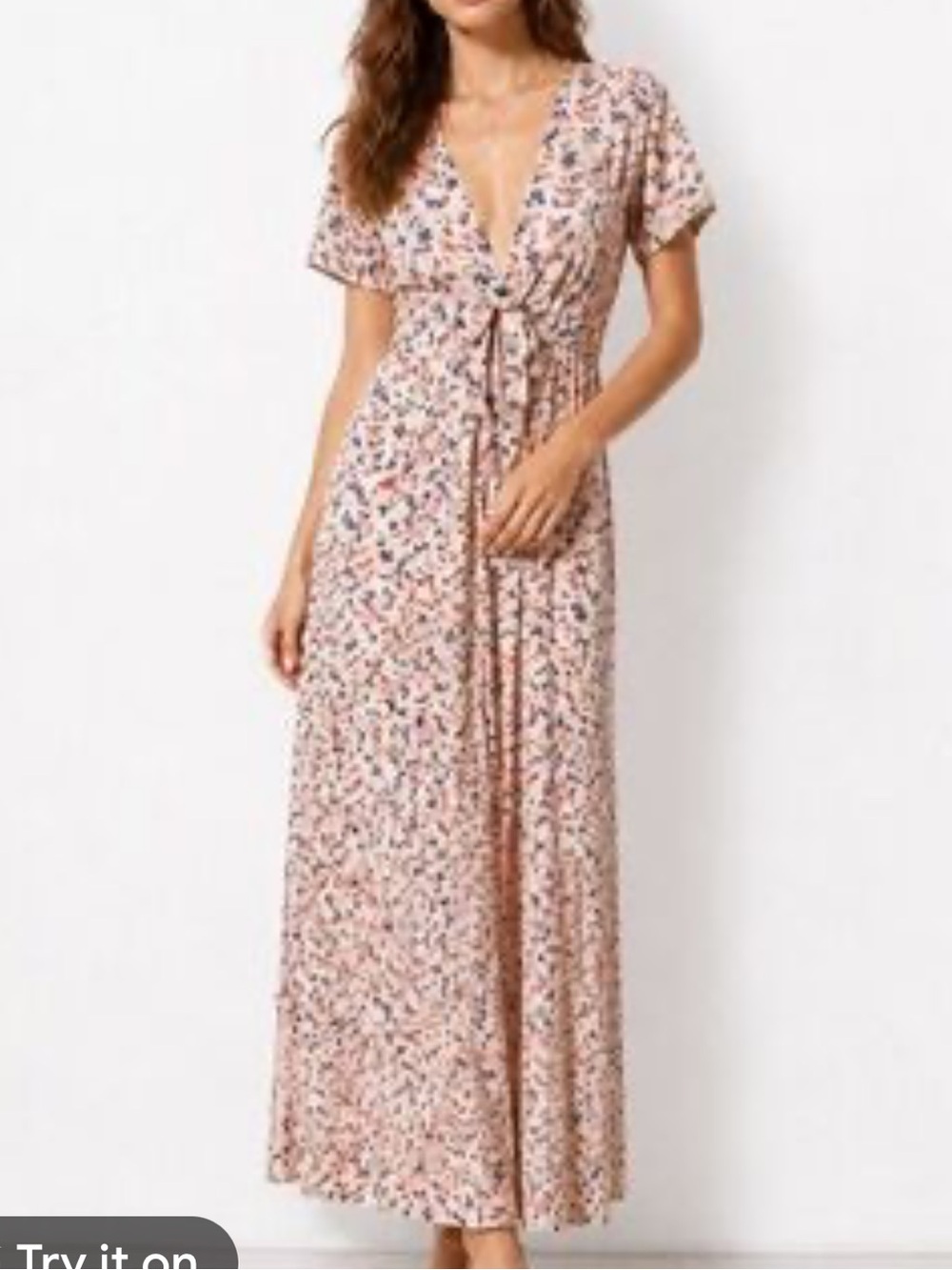 NEW Valencia & Vine Allison Pink Floral
Maxi Dress Short Sleeve Empire Waist